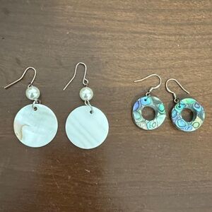 Elegant Pearl and Abalone Earrings Set